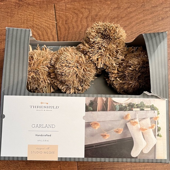 NWT Christmas Pom handcrafted garland threshold w/studio McGee decor - Picture 2 of 4